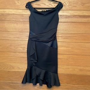 Venus black off shoulder ruffle trim dress